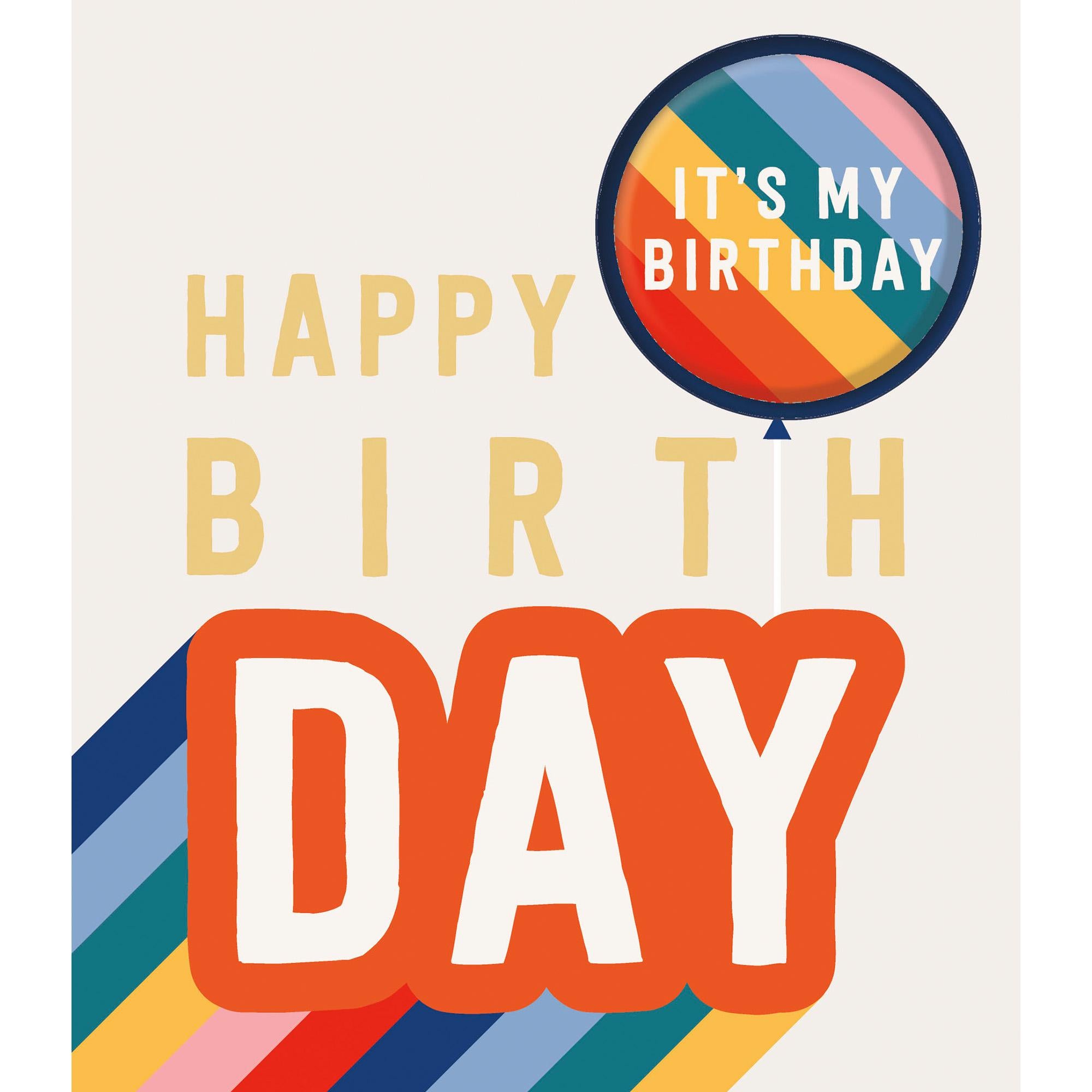 Sainsbury's Happy Birthday Card With Colourful Detachable Badge  Greeting Card GOODS Sainsburys   