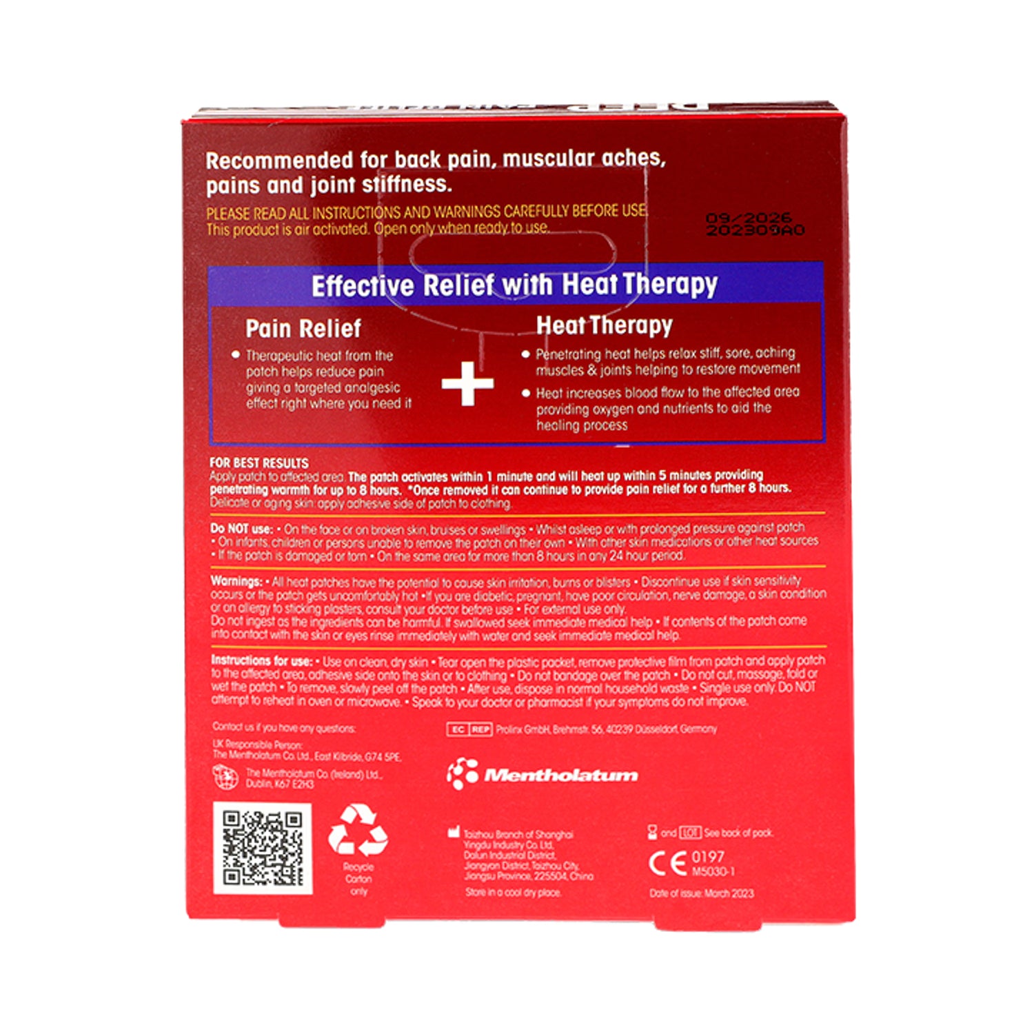 Deep Heat pain relief patches 4 pack - British product
