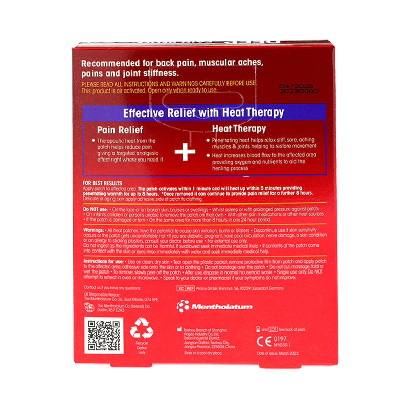 Deep Heat pain relief patches 4 pack - British product