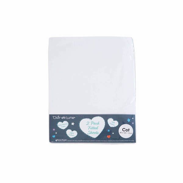 Clair De Lune Fitted Sheet Twin Pack Cot Grey GOODS Superdrug White  