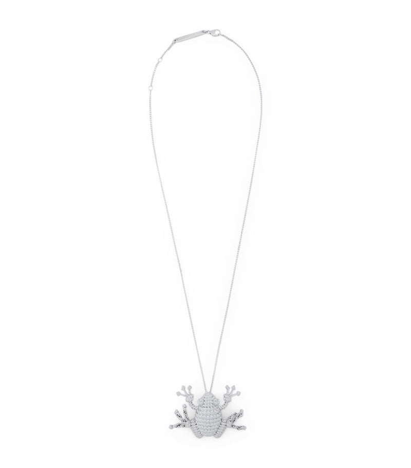 LOEWE rope frog necklace silver-tone braided brass, imported from the UK