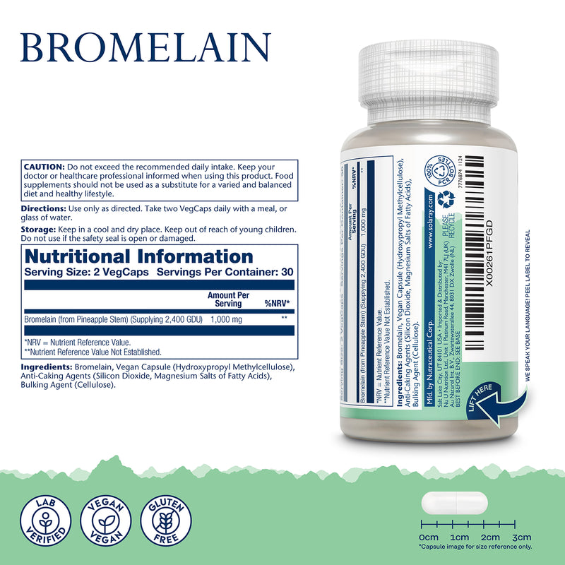 Solaray Bromelain 1000mg supplement 60 capsules - British product