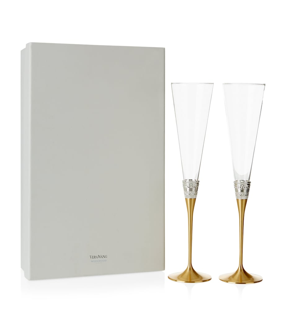 Wedgwood crystal toasting flutes set of 2 - British product