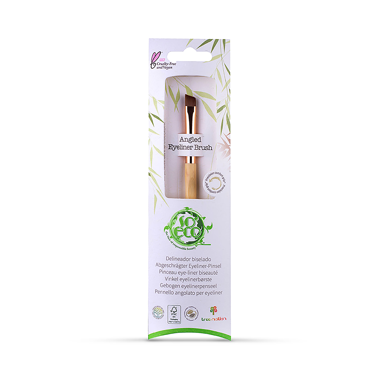 So Eco Schräger Eyeliner-Pinsel Bambus Natürlich Synthetisch (Britische Marke)
