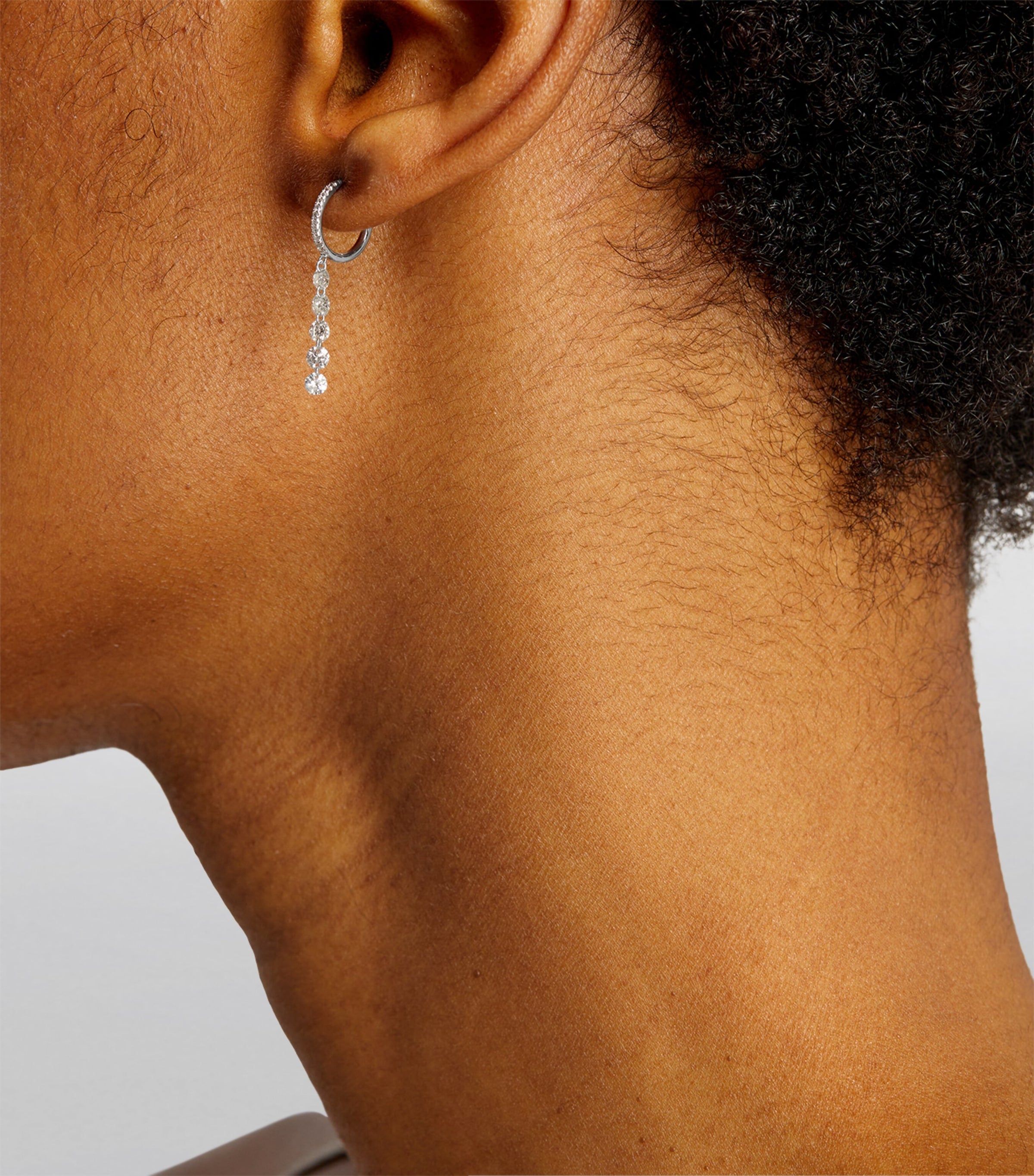 Persée white gold diamond hoop earring, imported from the UK