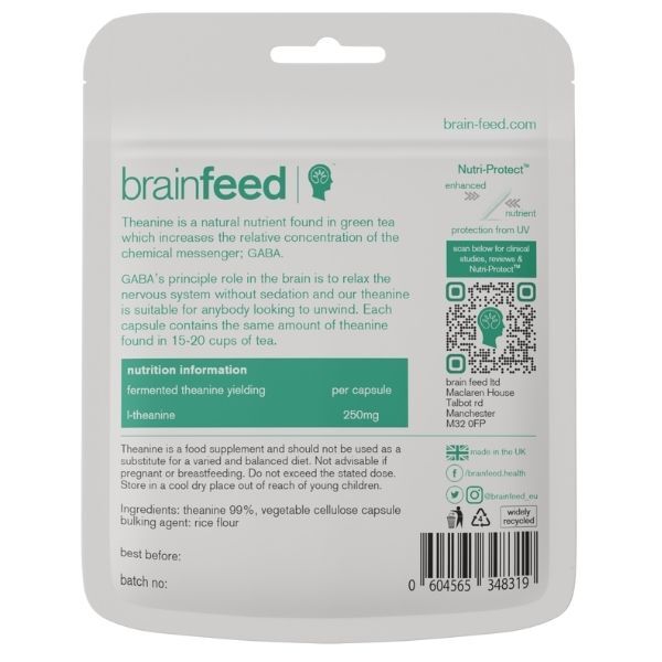 brain feed L-Theanine 250mg capsules 60 count - British product