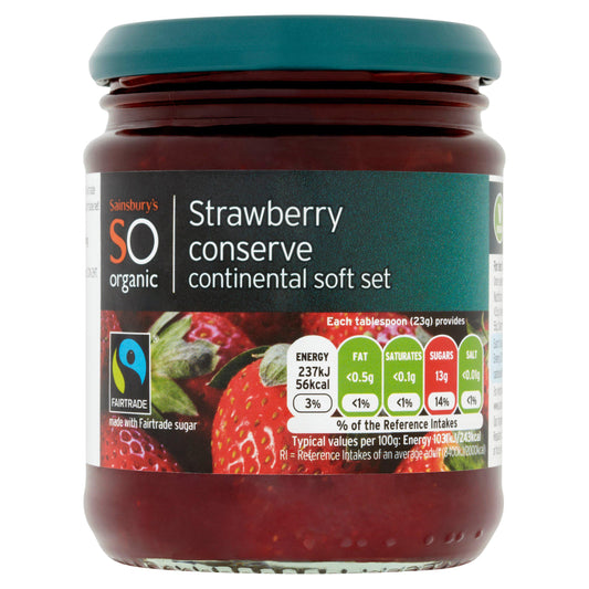 Sainsbury's Strawberry Conserve, SO Organic 340g GOODS Sainsburys   
