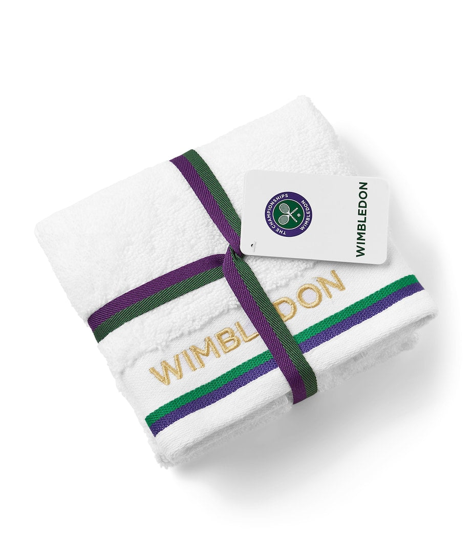 Christy Wimbledon sports towel white green stripes UK version