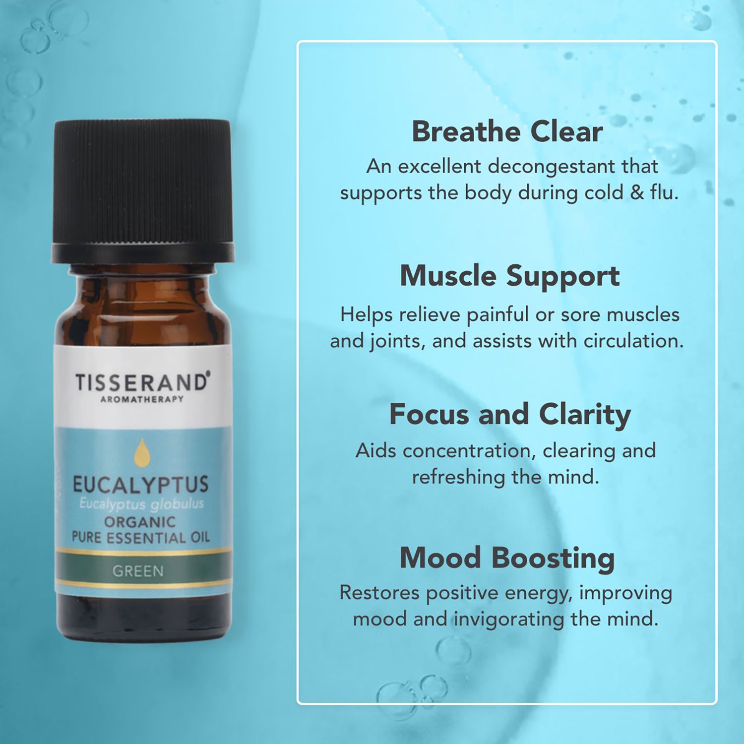 Tisserand organic eucalyptus pure essential oil 9ml (British brand)