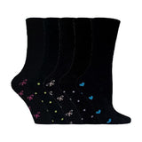 Sock Snob black cotton socks hearts bows 5 pack (British brand)