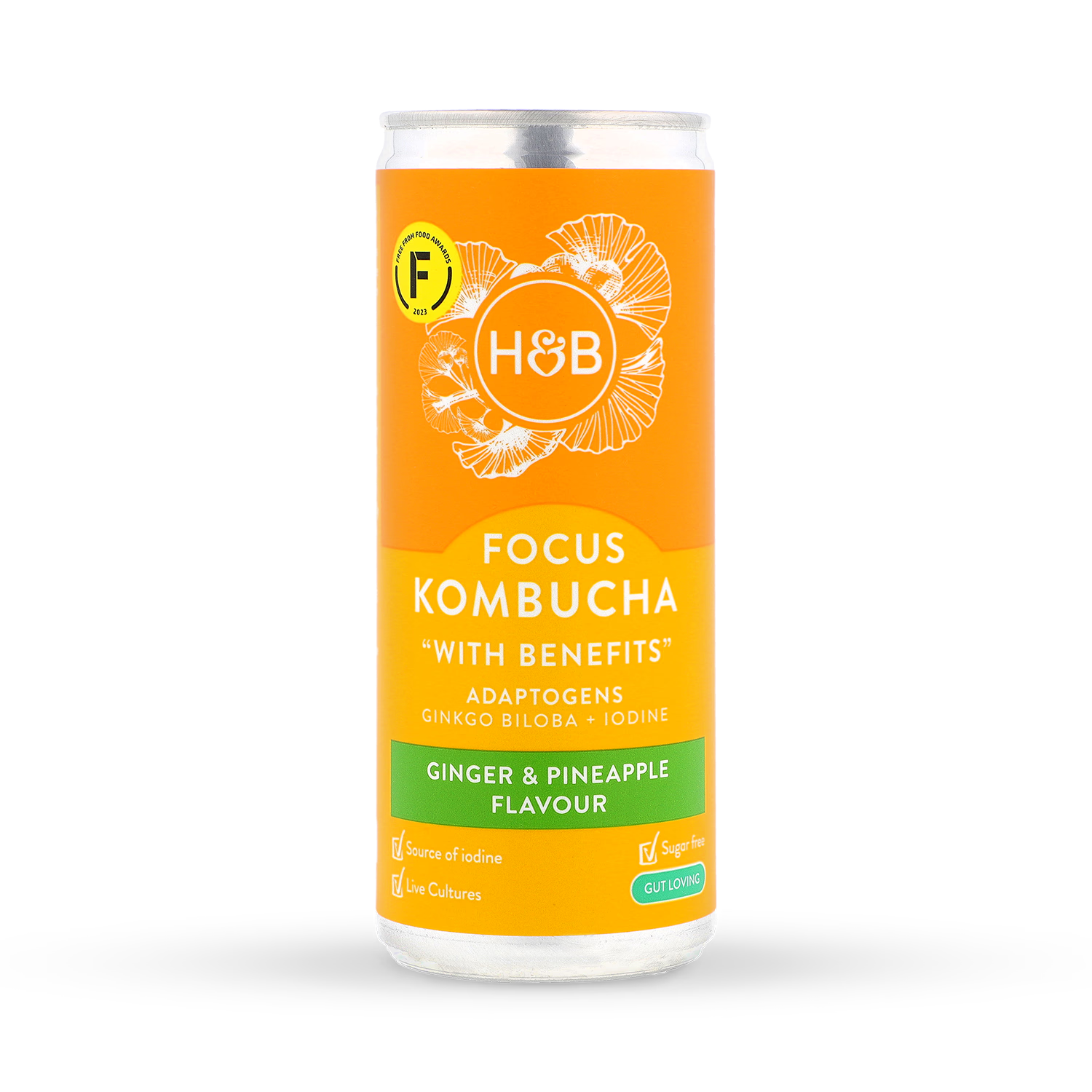Holland & Barrett Focus Kombucha Pineapple Ginger 250ml, UK version