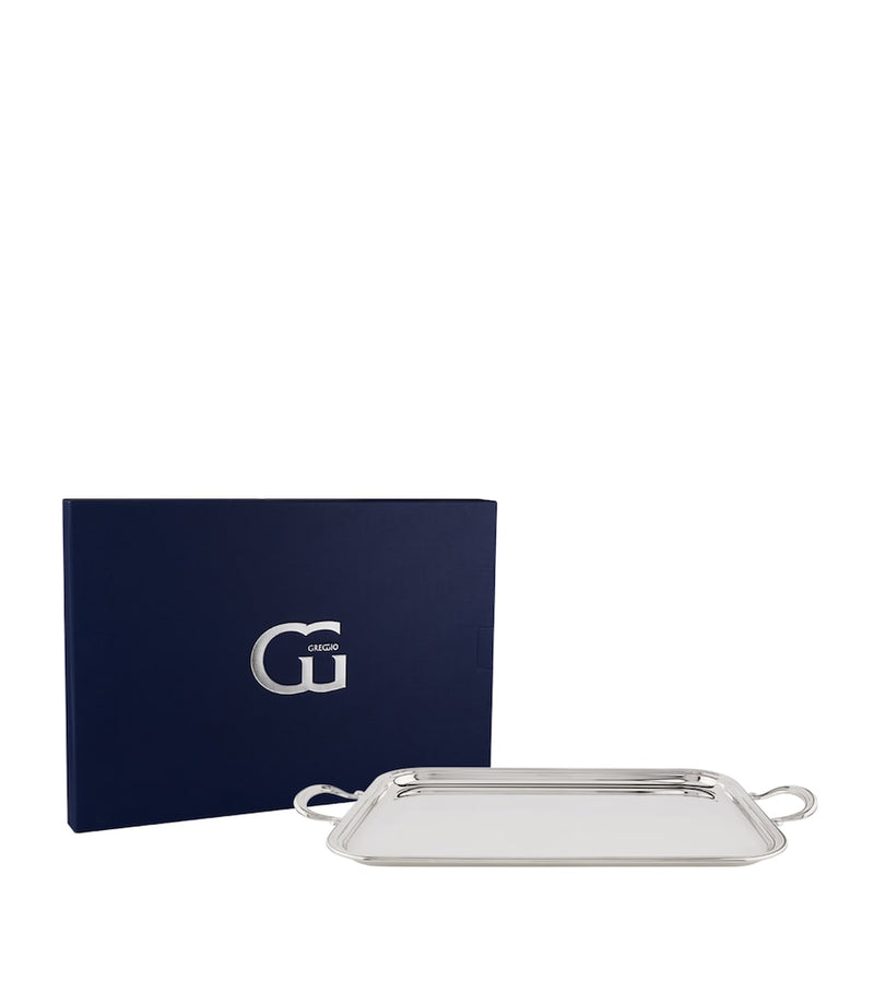 Greggio silver plated English tray with handles 50cm x 33cm, UK version