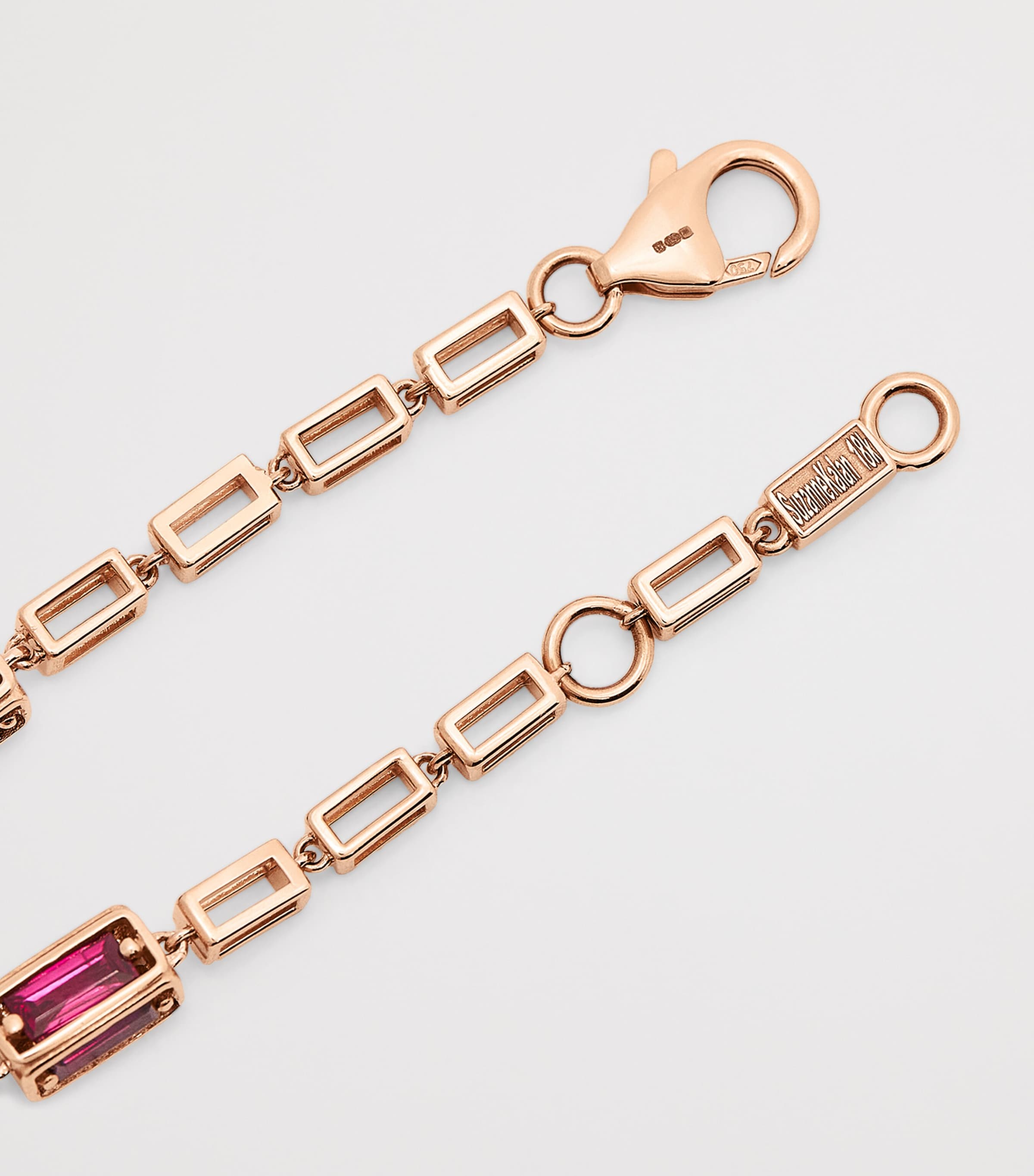 Suzanne Kalan rose gold and ruby large block chain bracelet, imported from the UK