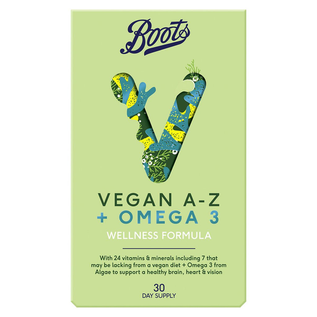 Boots Vegan A-Z + Omega 3 Wellness Formula 30 Tablets + 30 Capsules