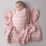 Ziggle Pink and White Stripes Baby Blanket, 100cm x 75cm (British brand)