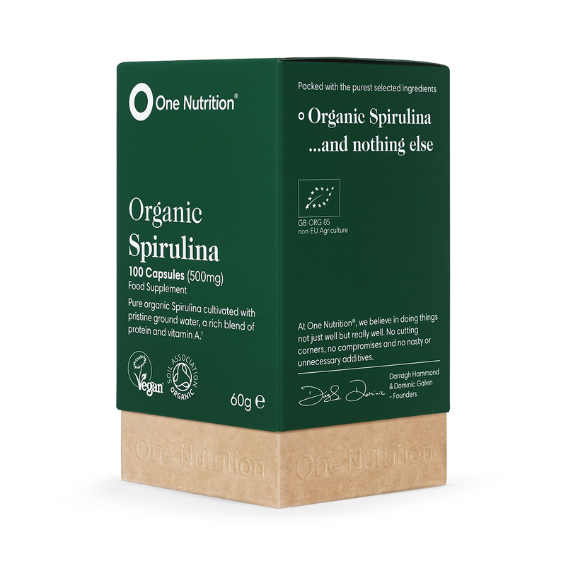 One Nutrition organic spirulina 500mg 100 vegecaps, imported from the UK