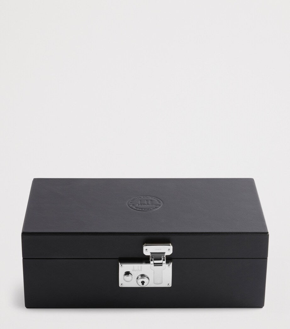 Dunhill leather 3-piece watch box with brass hardware - British product