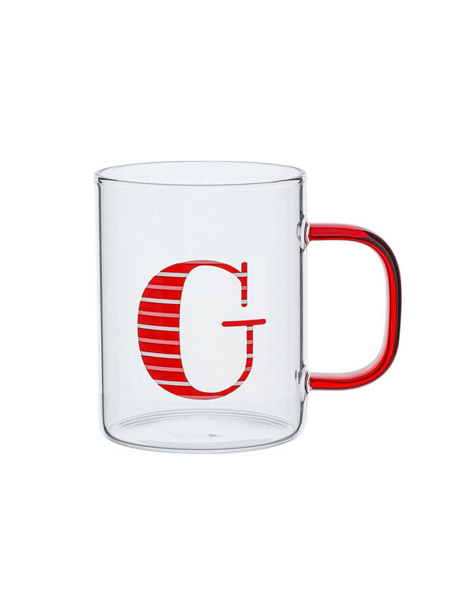 George Home Red Alphabet Glass Mug - G GOODS ASDA   