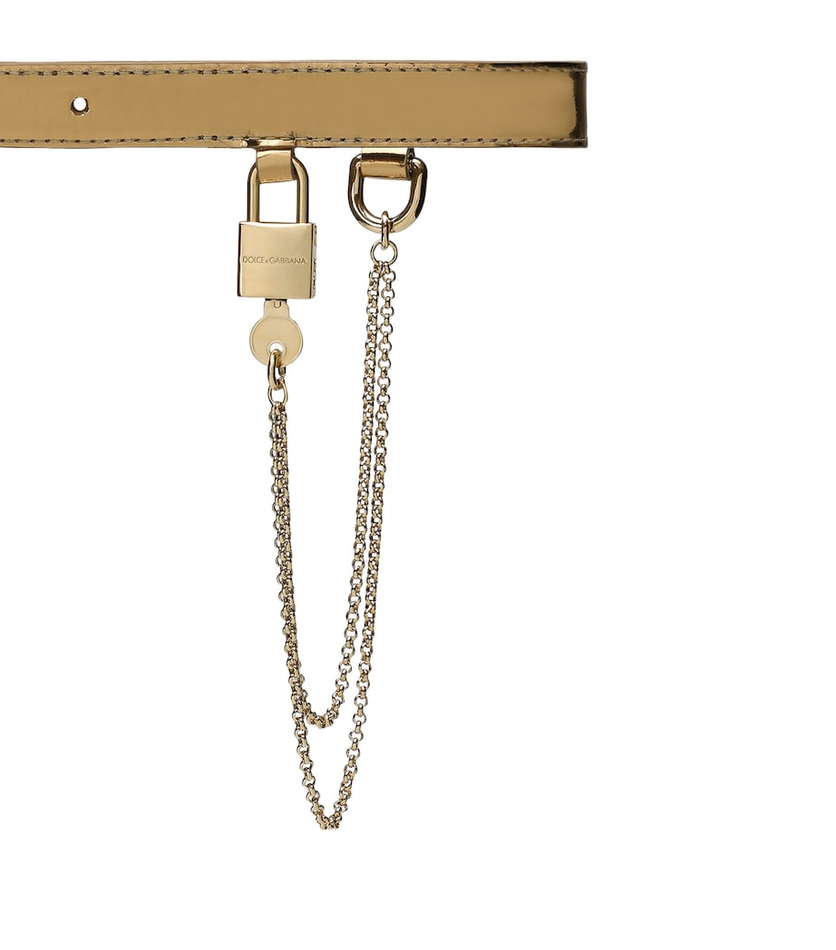 Dolce&Gabbana leather belt with chain padlock key - British product