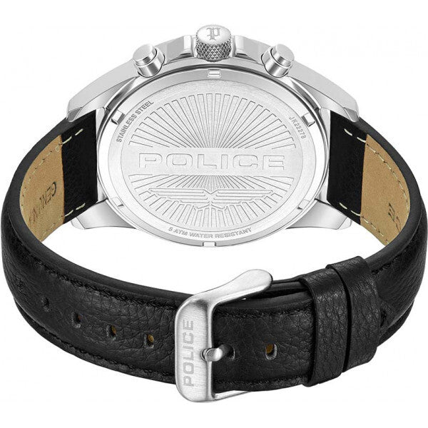 Police Malawi men's watch black leather strap (British brand)