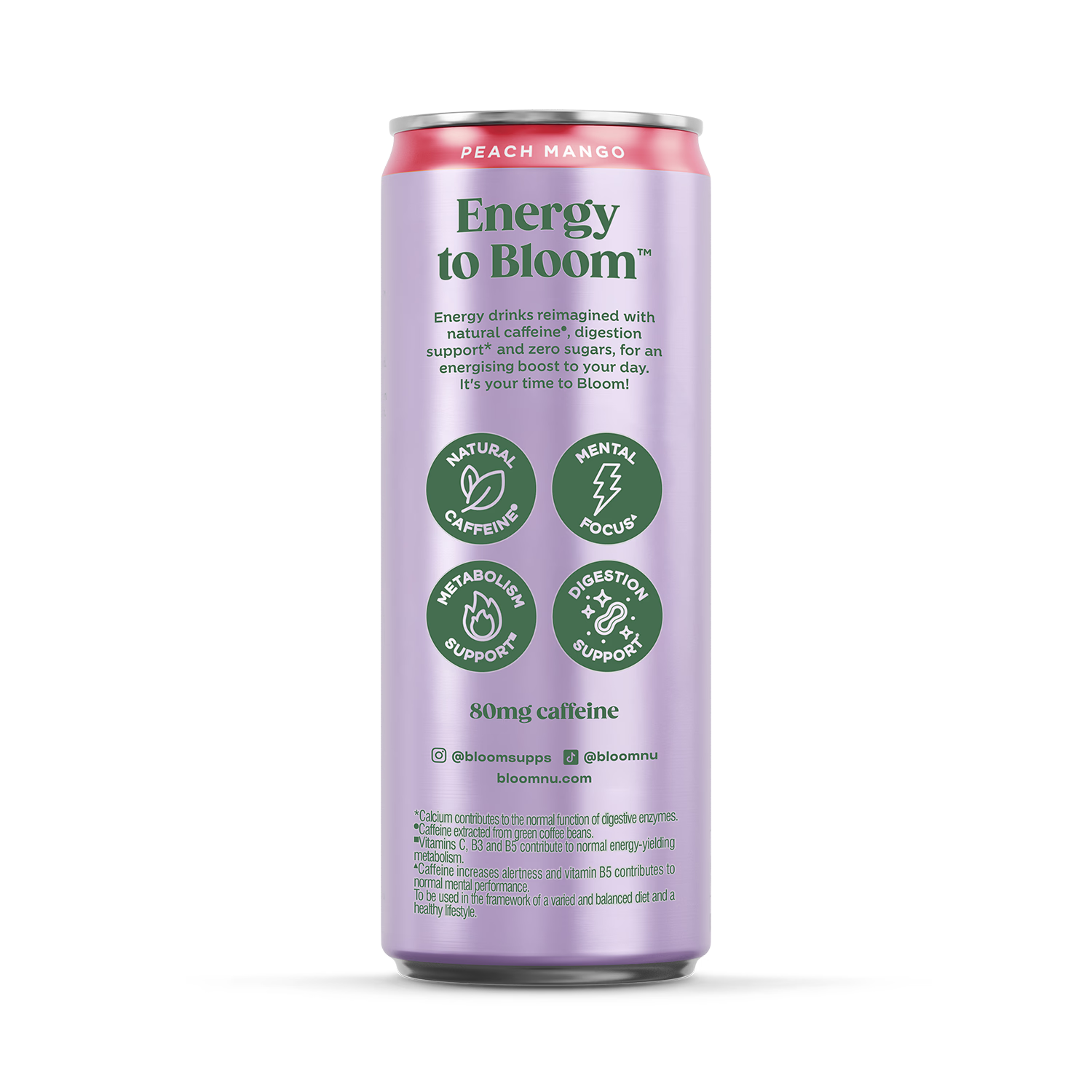 Bloom Sparkling Energy Drink Peach Mango 250ml, UK version