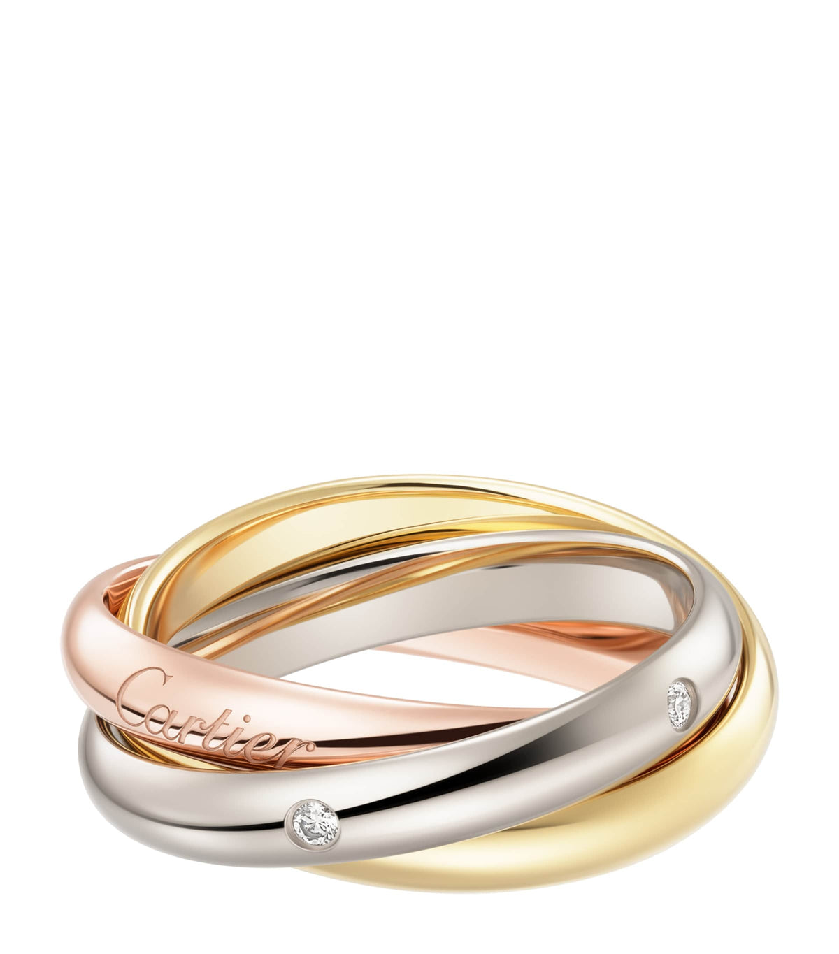 Cartier Trinity ring in tri-colour gold with diamonds (British brand)