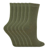 Sock Snob 6 Pk Childrens Solid Colour Cotton Socks 12-3 UK GOODS Superdrug Khaki Green  