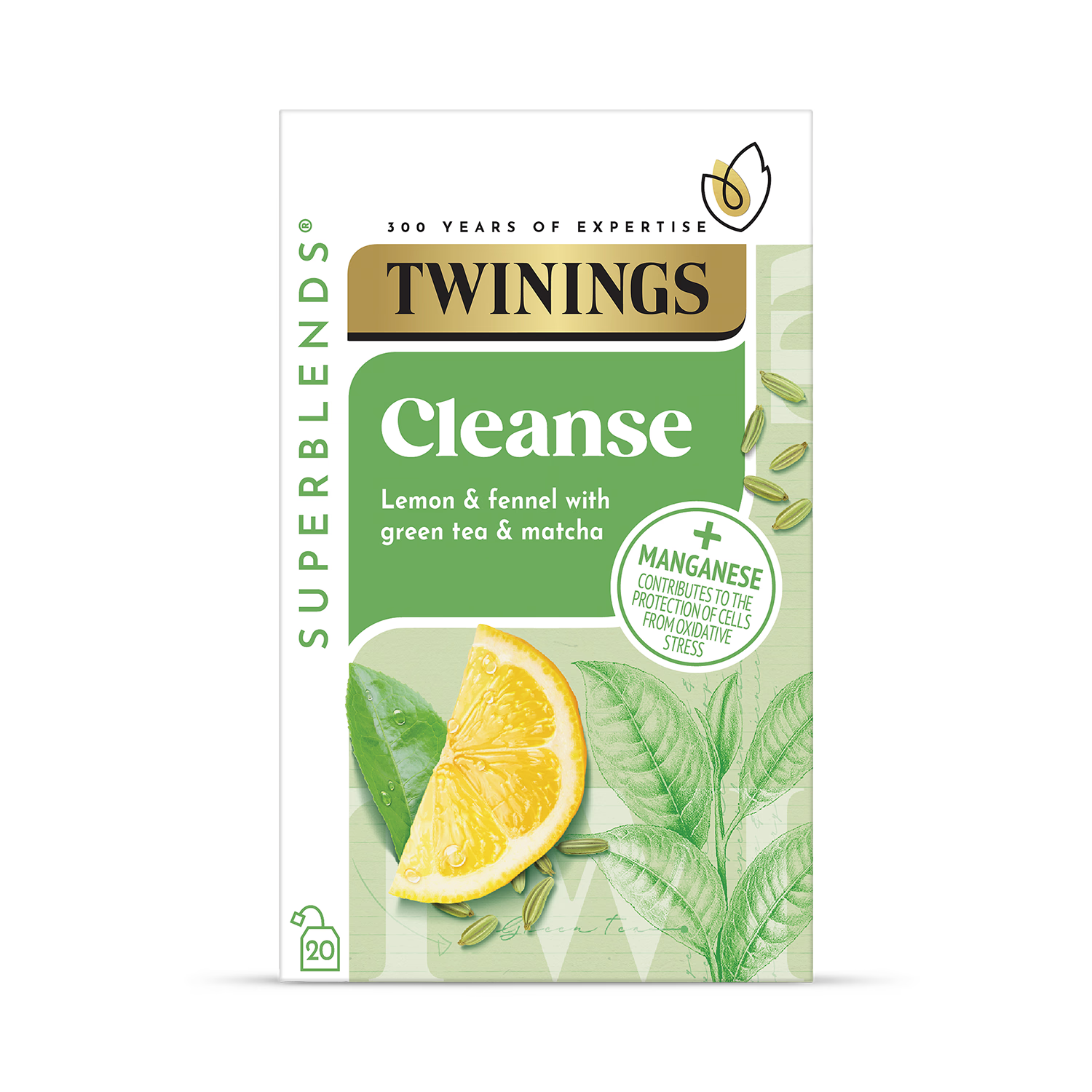 Twinings Superblends Cleanse Matcha Tea Lemon Flavour 40g (British brand)