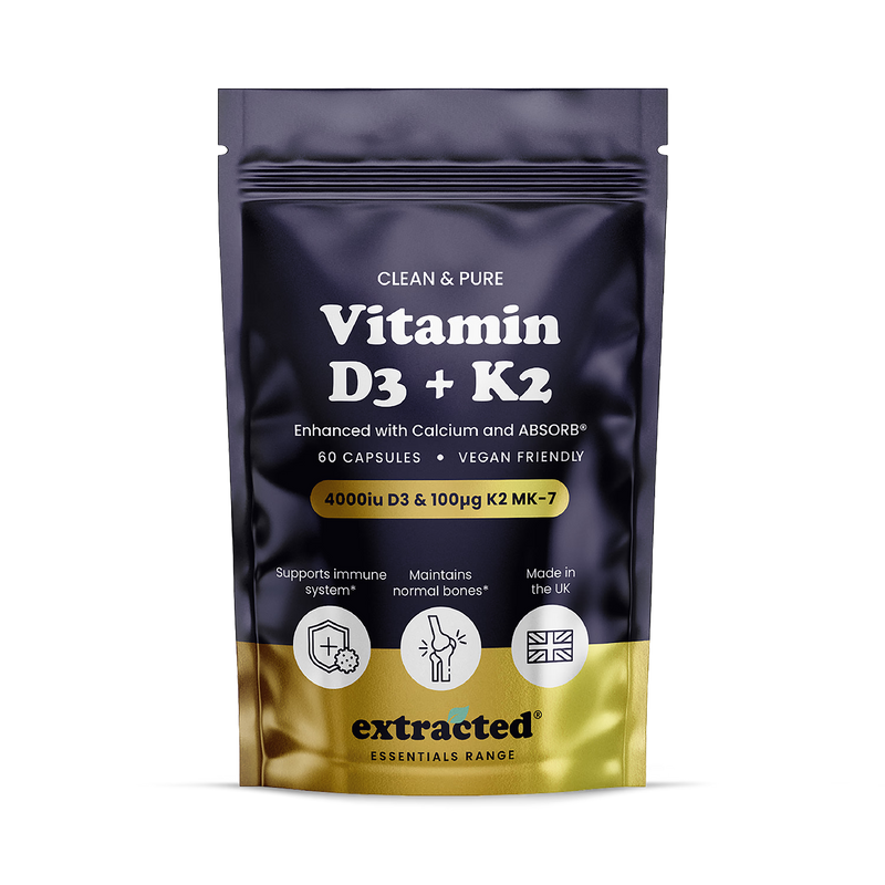 Vitamin D3+K2 supplement capsules with ABSORB technology, UK version