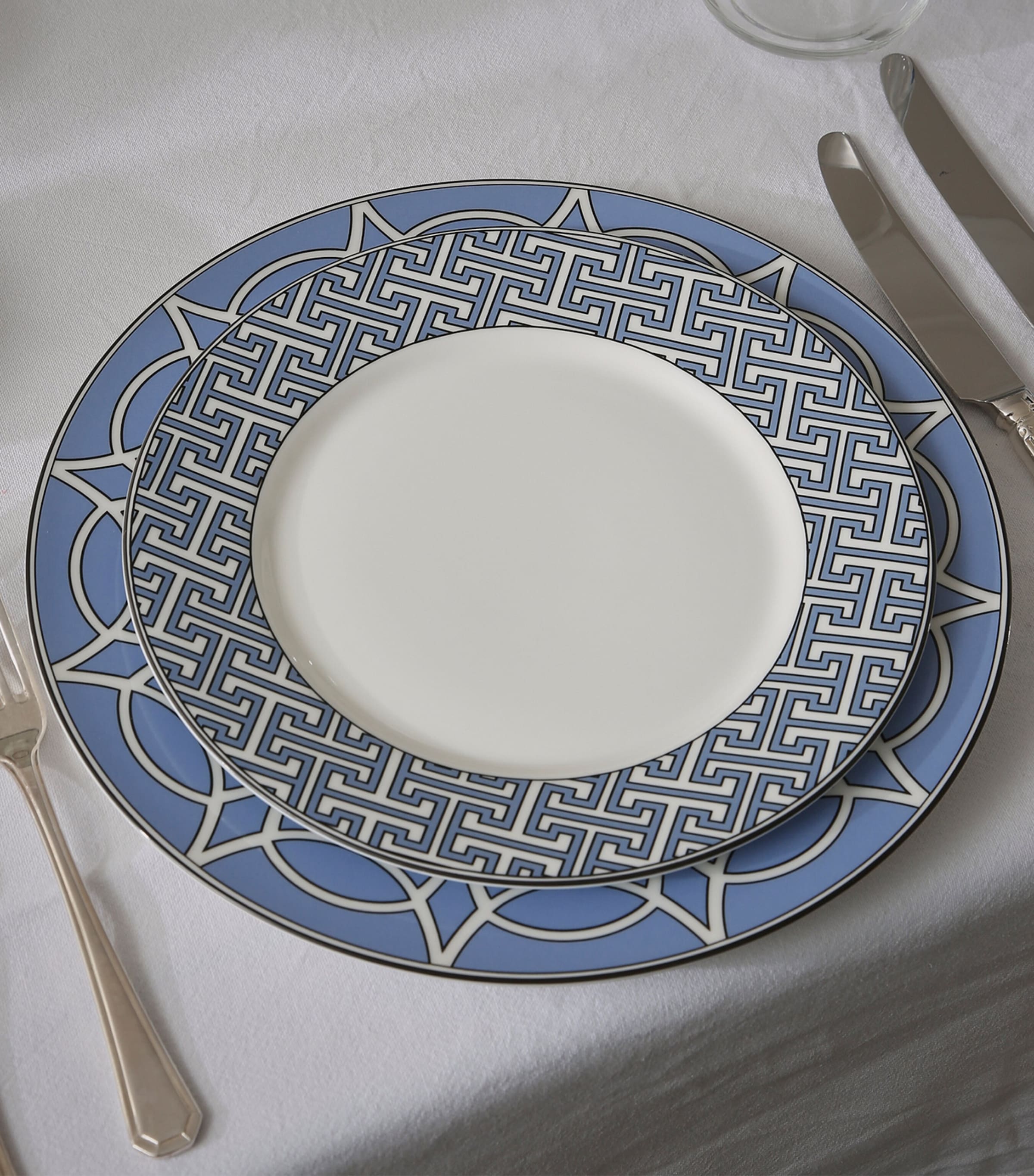 Geometric Print Fine Bone China Dinner Plates Set of 2 (26cm Diameter)