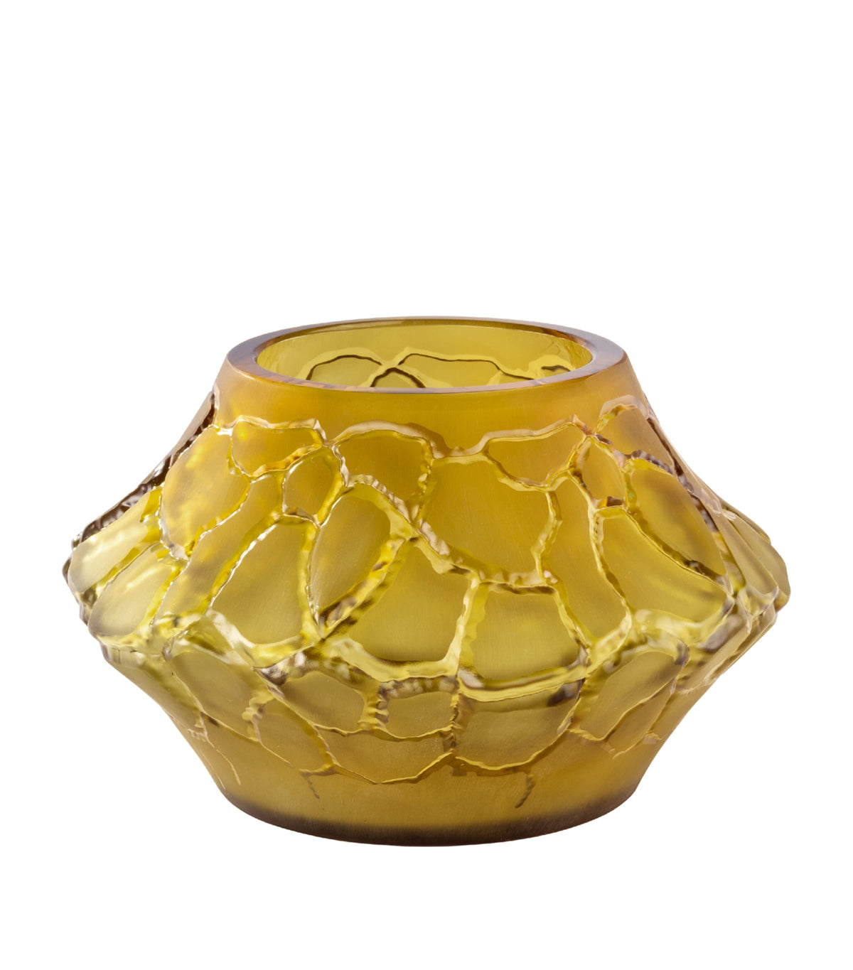 Lalique crystal vase-votive with cracked pattern 10.5cm, UK version