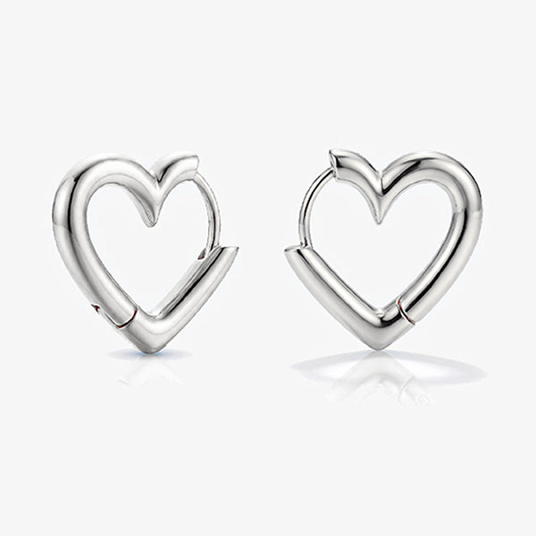 MUCHV heart hoop earrings in 18k gold or silver, imported from the UK