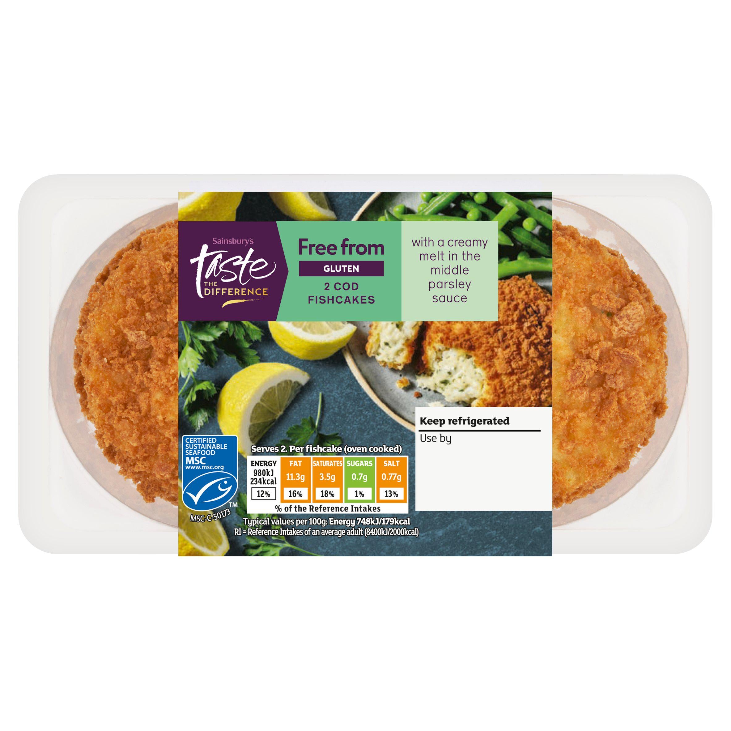 Sainsbury's Free From Melt in the Middle Cod Fishcakes, Taste the Difference x2 GOODS Sainsburys   