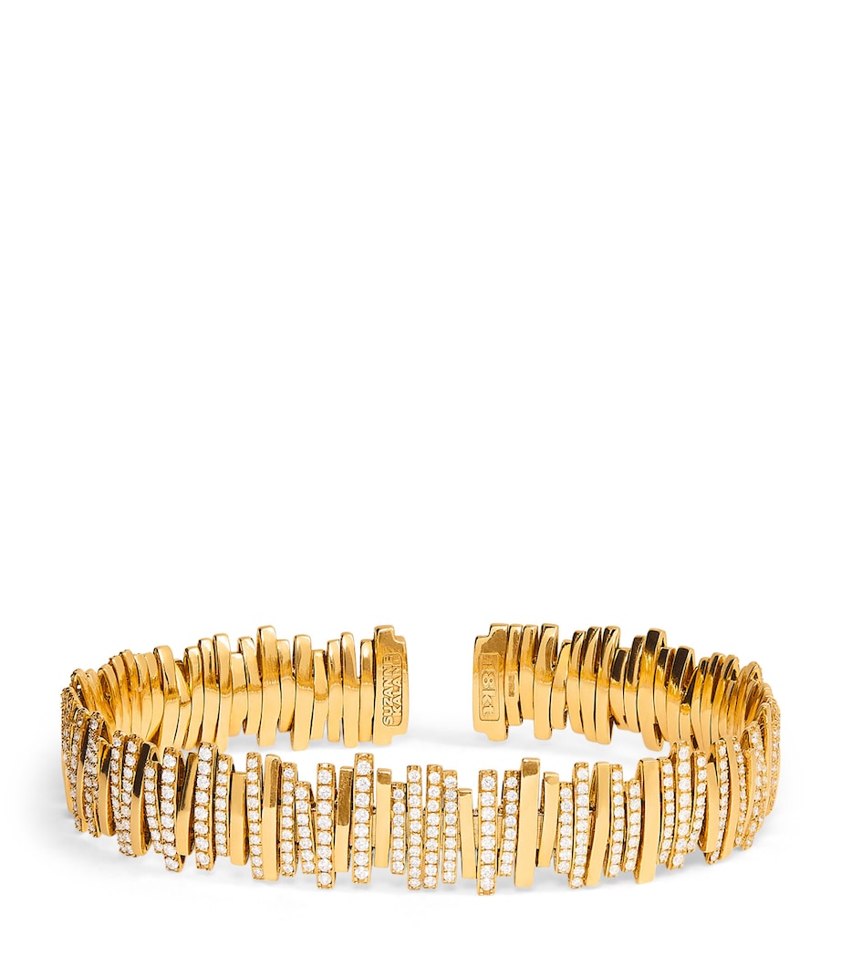 Suzanne Kalan half pavé cuff bangle yellow gold diamonds - British product