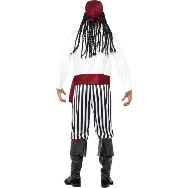 Smiffys Pirate Man Costume black and white outfit, imported from the UK