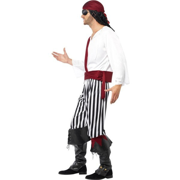 Smiffys Pirate Man Costume black and white outfit, imported from the UK