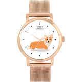 Toff London white corgi dog watch stainless steel strap - British product