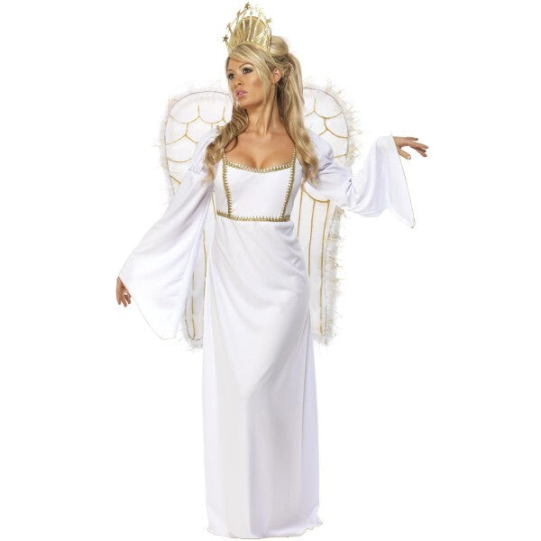 Smiffys deluxe angel costume white dress crown wings (British brand)