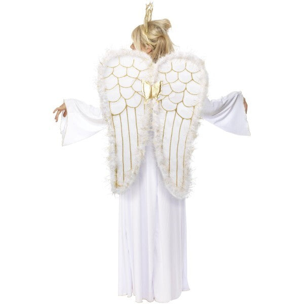 Smiffys deluxe angel costume white dress crown wings (British brand)