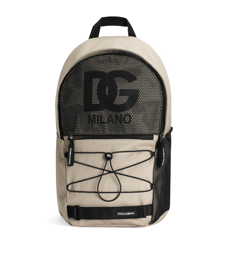 Dolce&Gabbana Kids mesh logo backpack with pockets, UK version