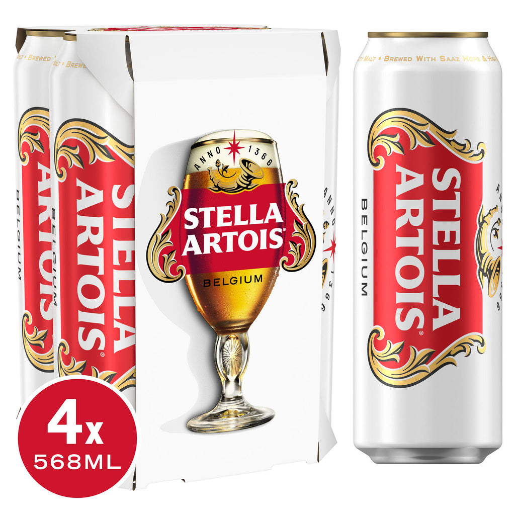 Stella Artois Premium Lager Beer Cans 4x568ml