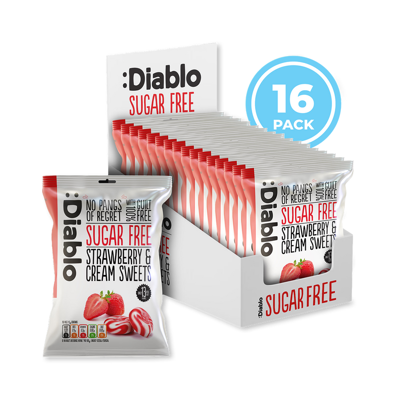 Diablo sugar free strawberry cream sweets 75g pack - British product