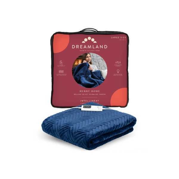 Dreamland Intelliheat Luxury Herringbone Heated Throw - Navy GOODS Superdrug   