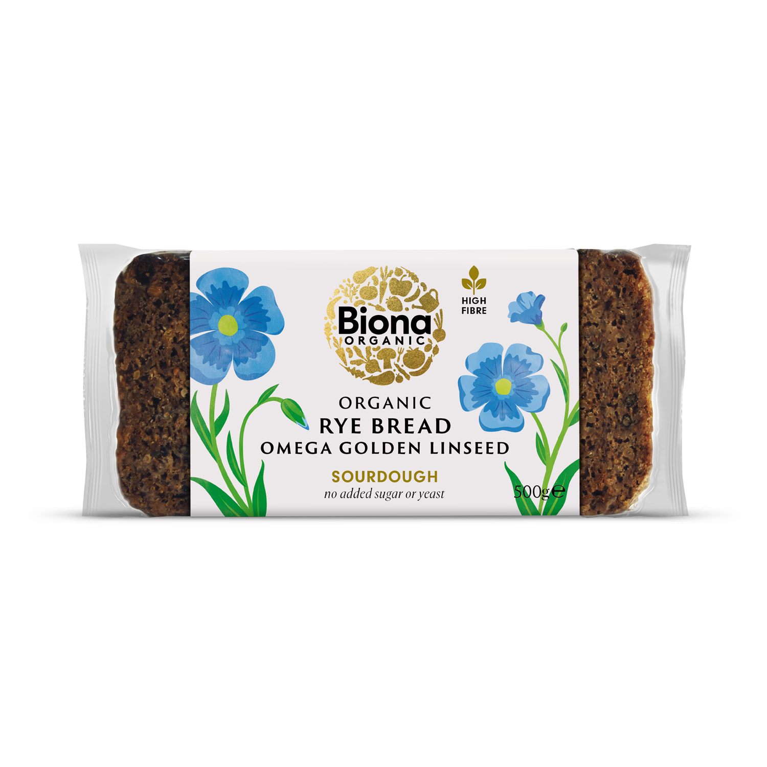 Biona organic rye bread with golden linseeds 500g, imported from the UK