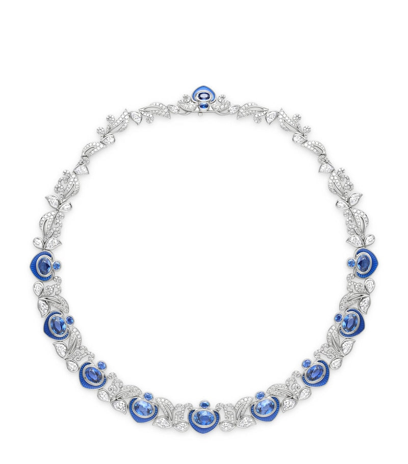 Boodles platinum collar necklace with diamonds and sapphires (British brand)