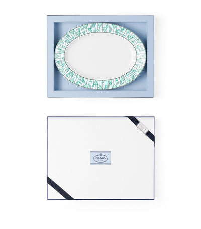 Harrods Serveringsfat med geometrisk trykk og svart kant, 34 cm diameter - Kjøp online på McGrocer