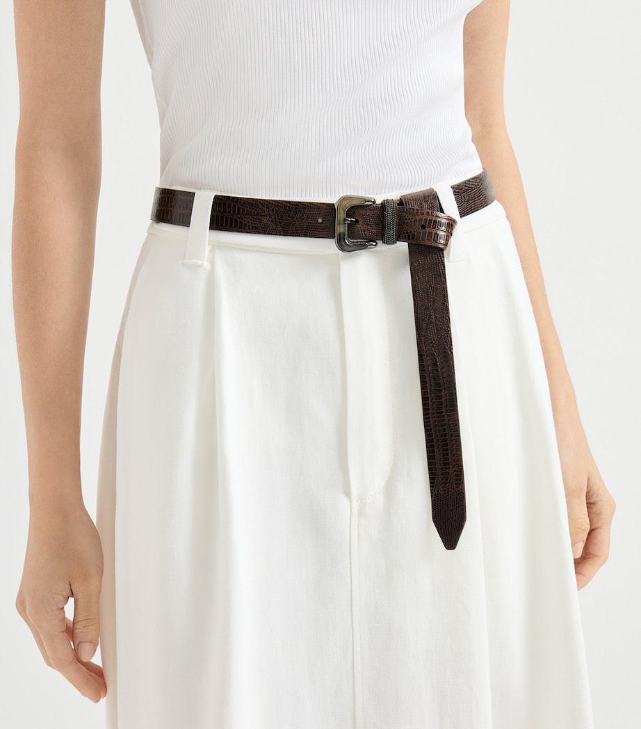 Brunello Cucinelli embossed leather belt (British brand)