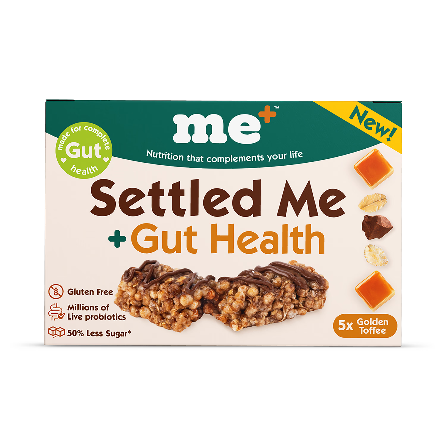 Settled Me+ golden toffee bars 5 pack, imported from the UK