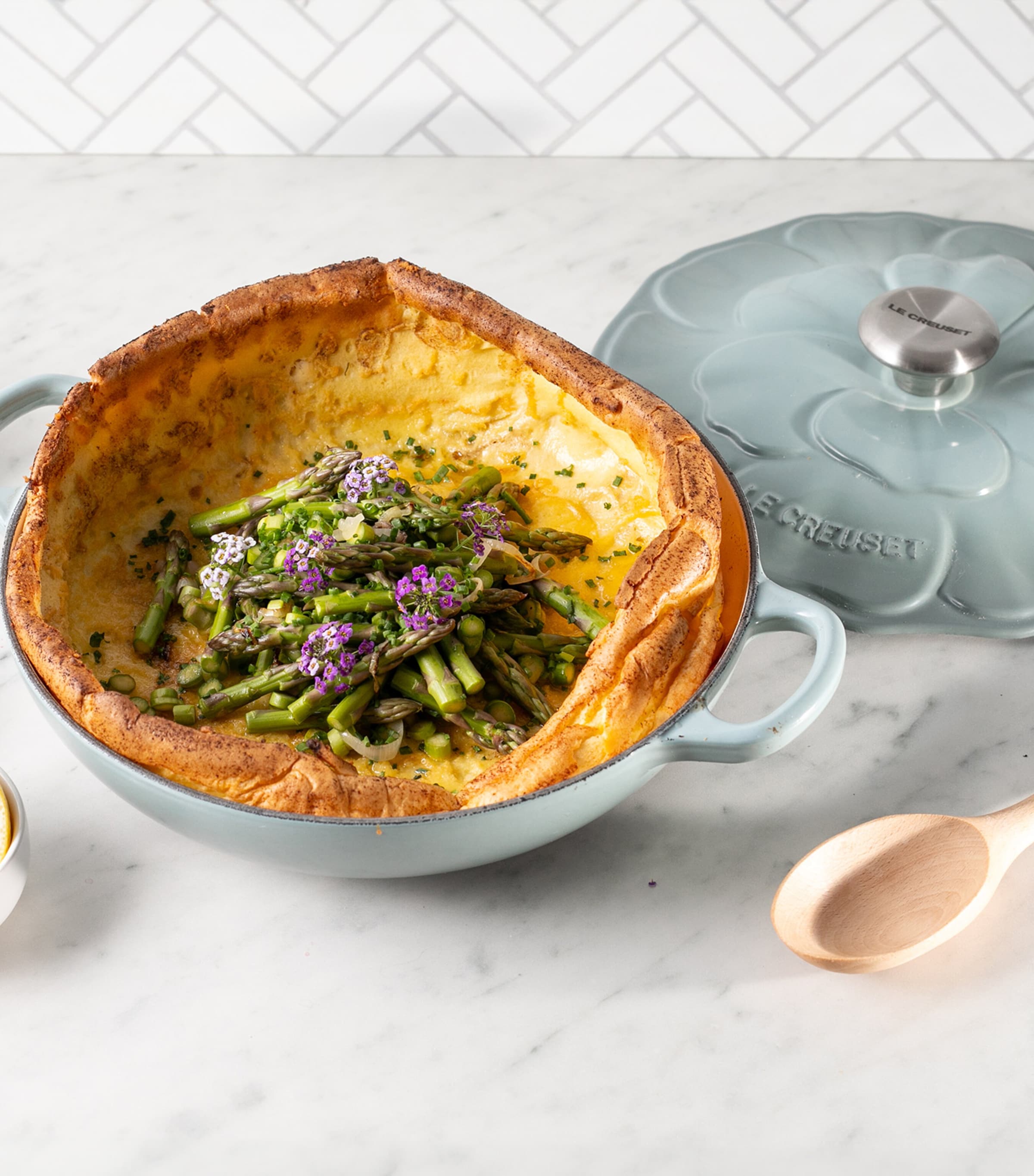 Le Creuset cast iron petal shallow casserole dish 26cm, UK version