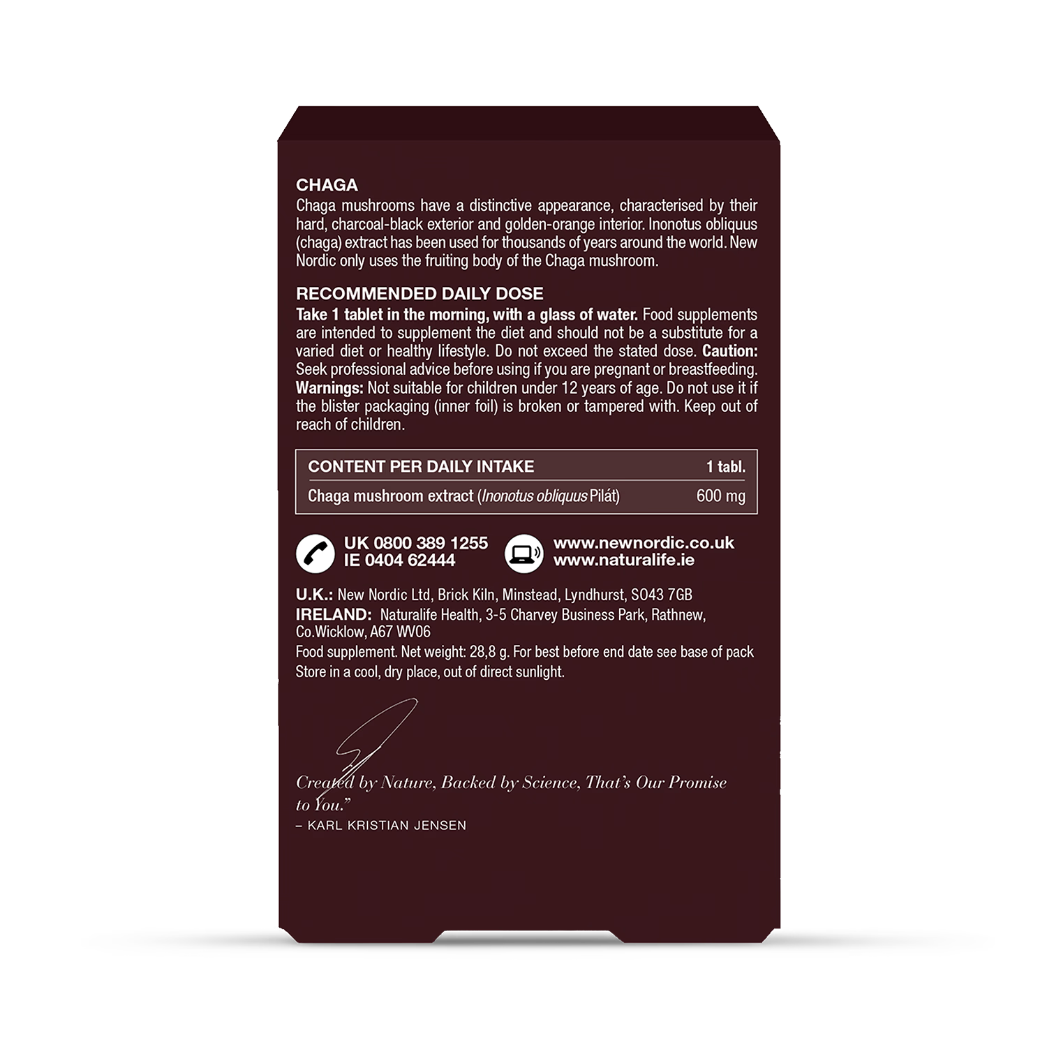 New Nordic Chaga mushroom extract tablets 30 (British brand)